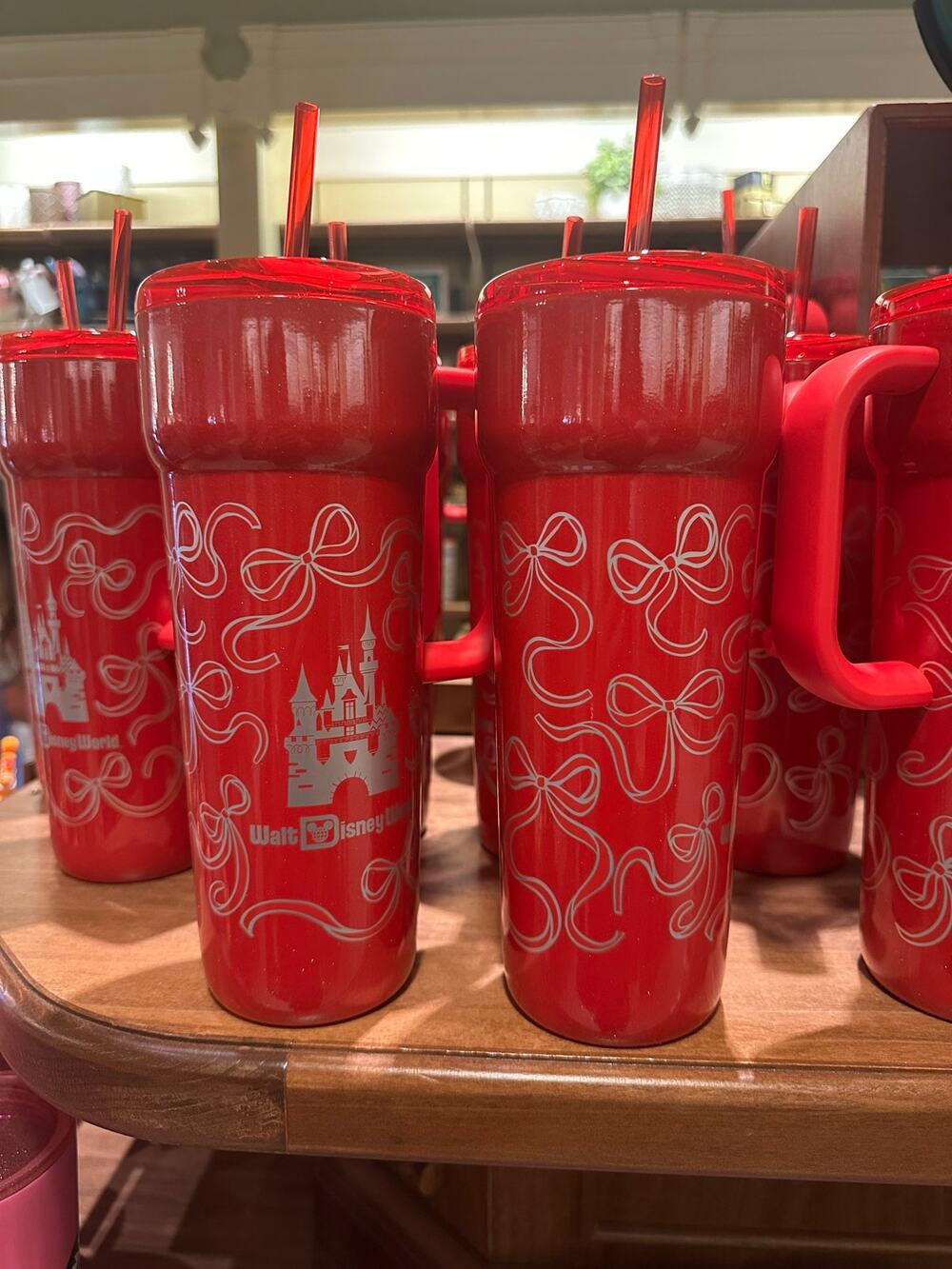 Disney Parks 2026 Starbucks Red Castle Silver Bow Ribbon 
Tumbler Cup 24Oz